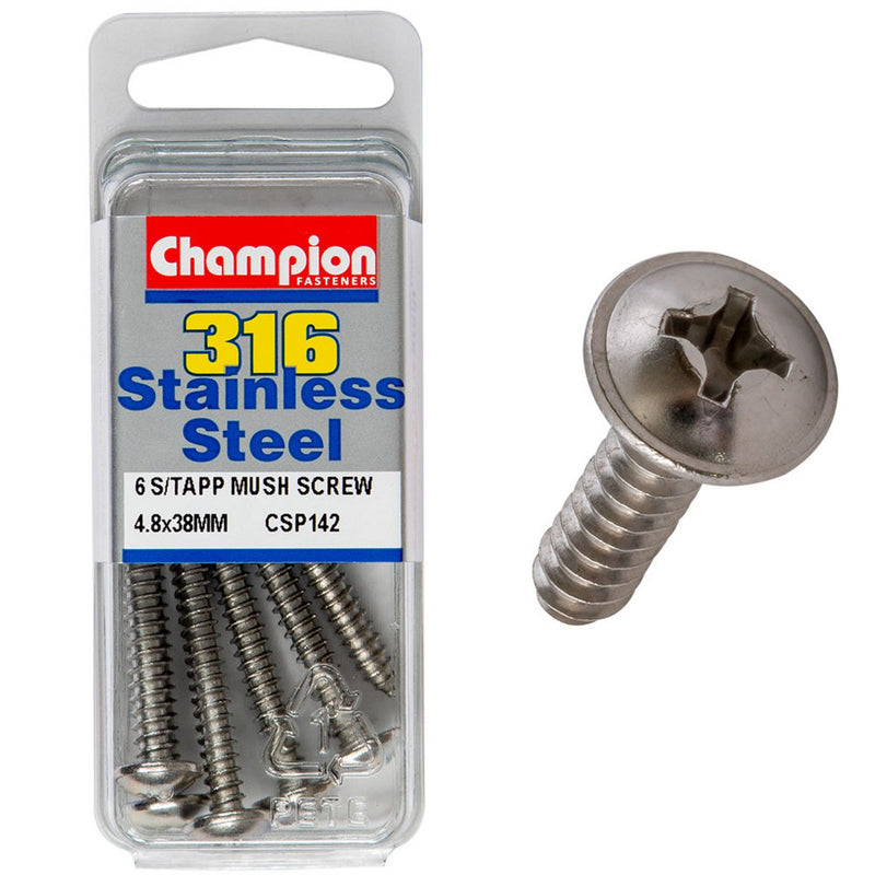 Champion 4.8mm X 38mm Mushroom Head Self-Tapping Screws