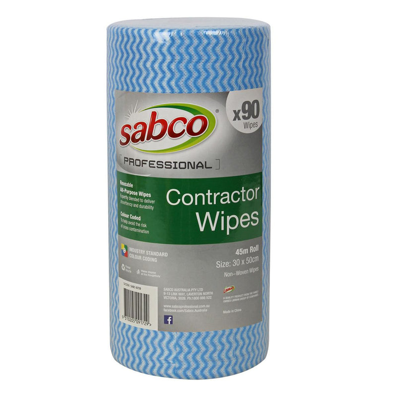 Sabco Pro Contractor Wipes 90 Sheet Roll Blue