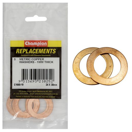 Champion Fasteners Flat Copper 24 X 38mm X 1mm Washer