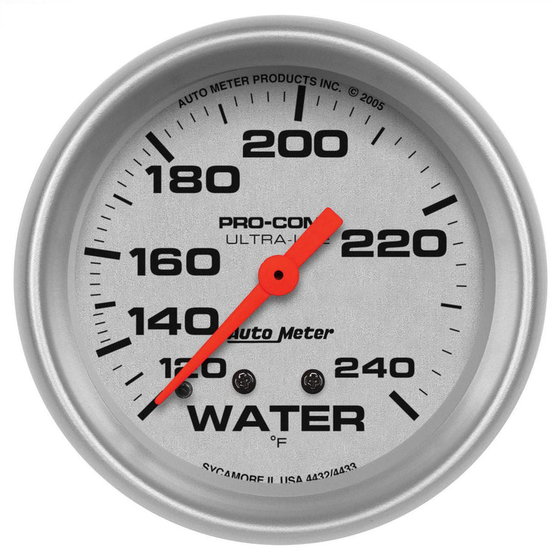 Autometer Ultra-Lite 2-5/8in Water Temp Gauge 120-240F