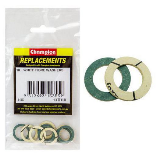 Champion Flat Fibre Washer White M16 x 22 x 2.00mm 10Pk