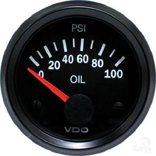 VDO Oil Pressure Gauge Illuminated Dial 100psi 12V 52mm