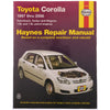 Haynes Repair Manual Suits Toyota Corolla 97-06 92728