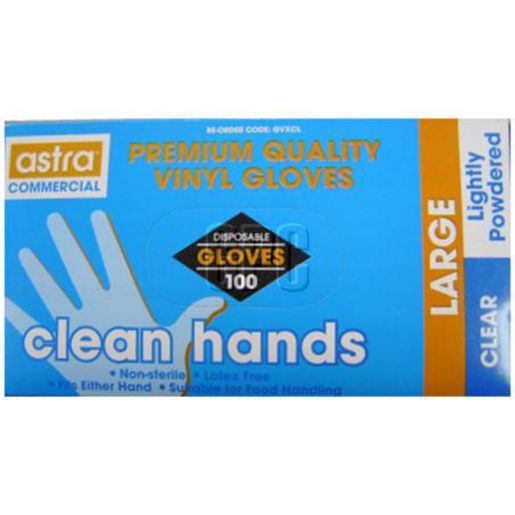 Astra Gloves Vinyl Clean Hands XL 100 Pack Gvxdx