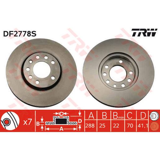 TRW Brake Rotor DF2778S