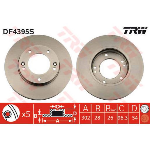 TRW Brake Rotor Front DF4395S