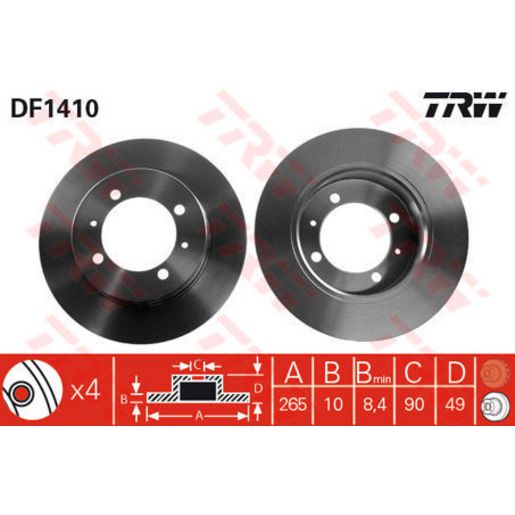 TRW Disc Brake Rotor Solid DF1410S