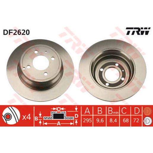 TRW Brake Rotor Single 295mm Rear DF2620S
