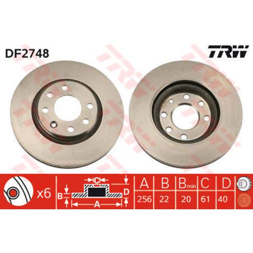 TRW Disc Brake Rotor Vented DF2748S
