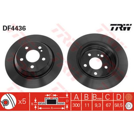 TRW Brake Rotor Rear DF4436S