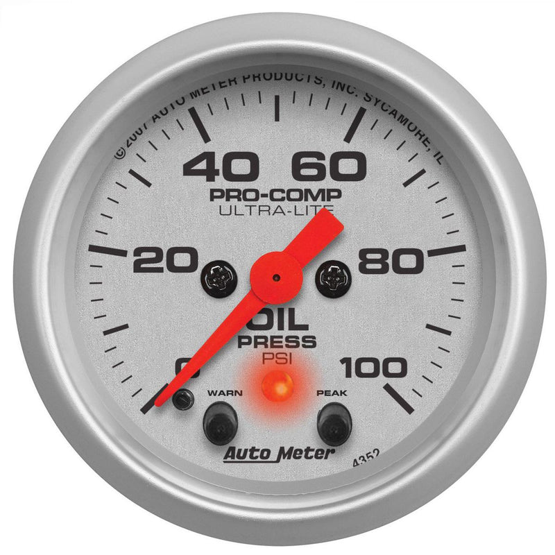 Autometer Ultra-Lite 2-1/16in Oil Pressure Gauge 0-100