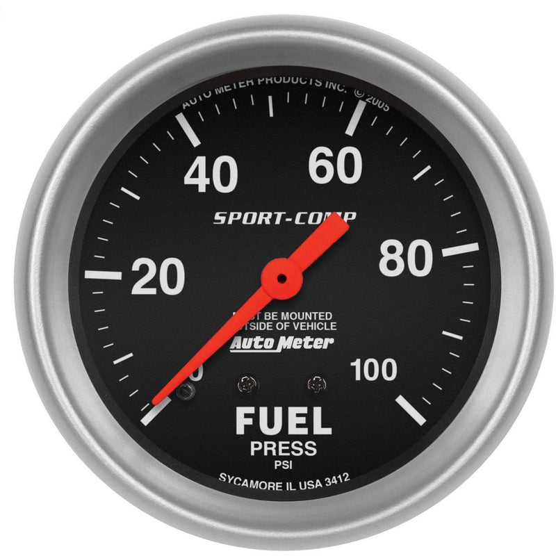 Autometer Sport-Comp 2-5/8in Fuel Pressure Gauge 0-100PSI