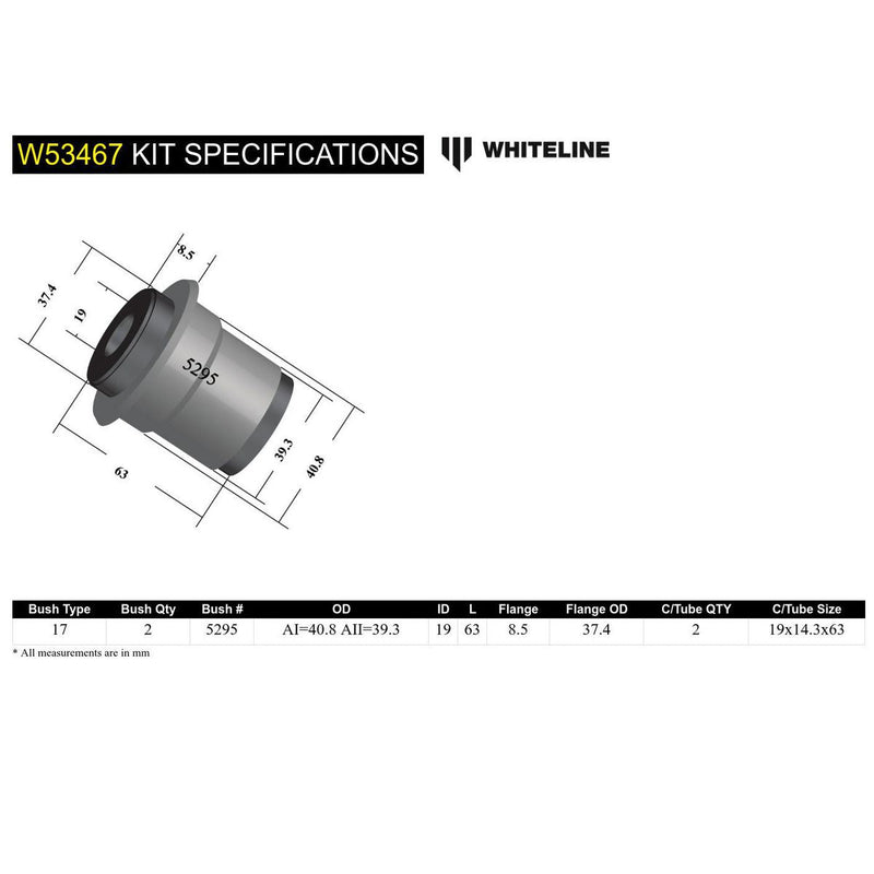 Whiteline W53467 Control Arm Lower Inner Bushing
