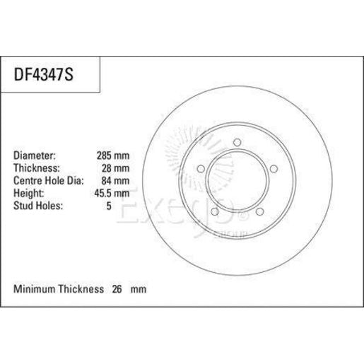 TRW Brake Rotor 285mm Front DF4347S