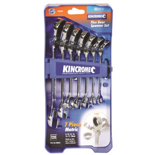 Kincrome Flex Head Combination Gear Spanner Set 7Pc