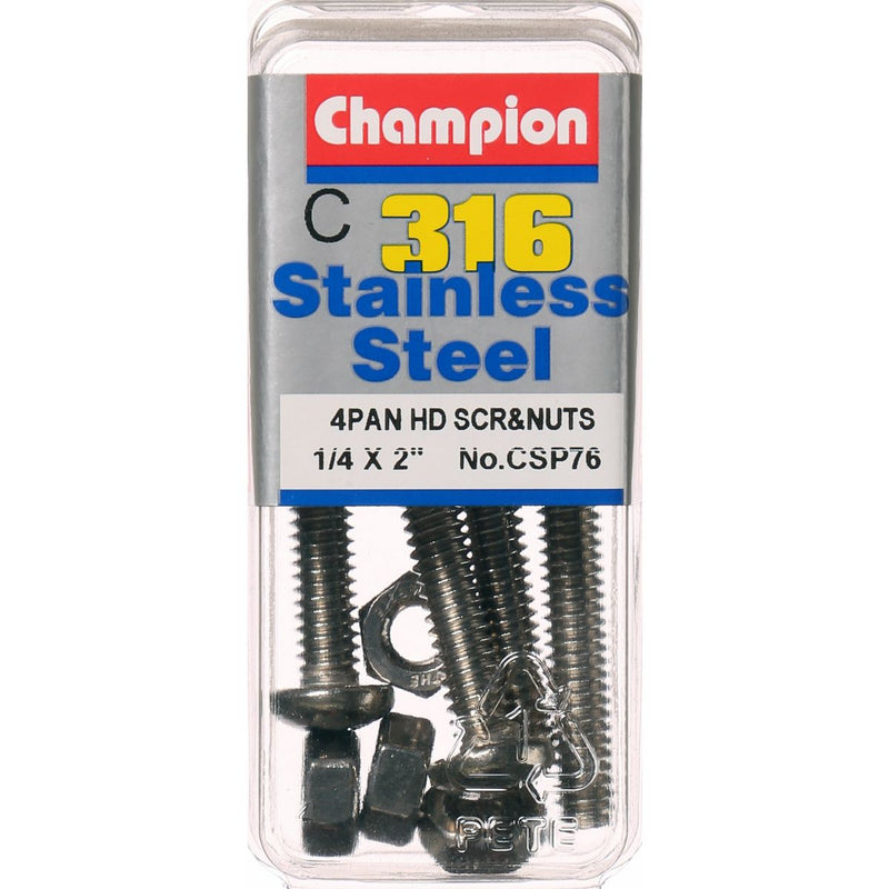 Champion Stainless Machine Screw & Nut Panhead Phillips