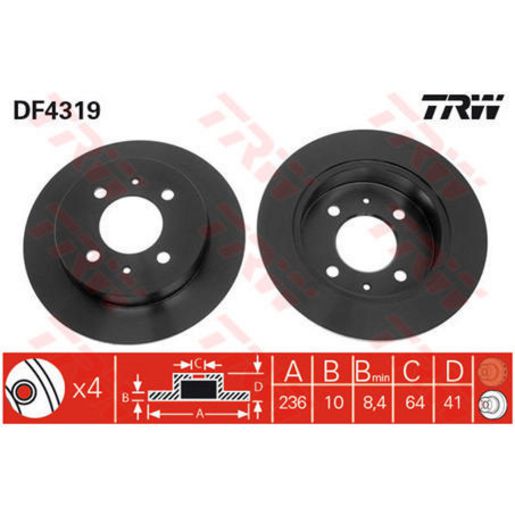 TRW Disc Brake Rotor DF4319S