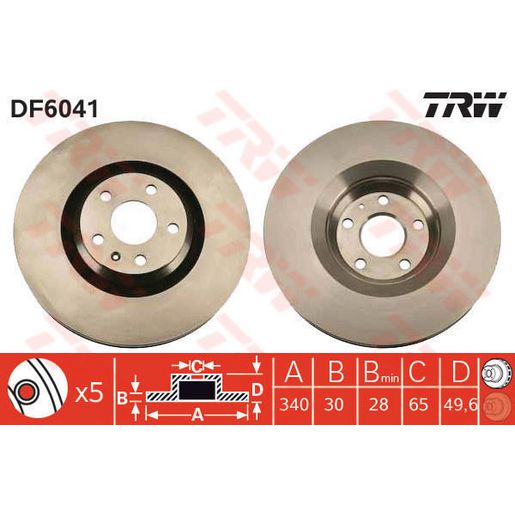 TRW Brake Rotor Front DF6041S