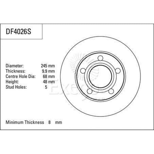 TRW Brake Rotor Pair 245mm Rear DF4026S