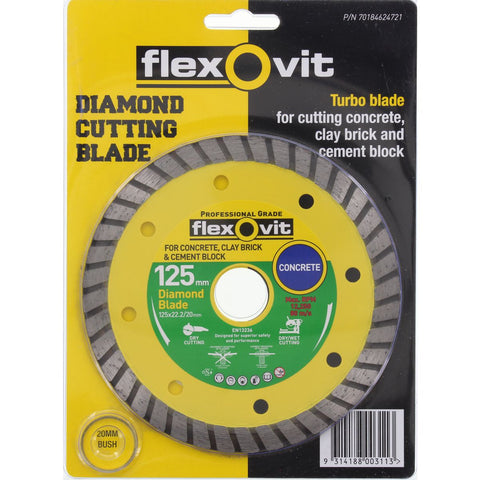 Flexovit Turbo Diamond Cutting Blade Concrete/Clay 125mm