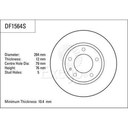 TRW Brake Rotor Single 284mm Front DF1564S