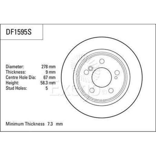 TRW Brake Rotor Single 278mm Rear DF1595S