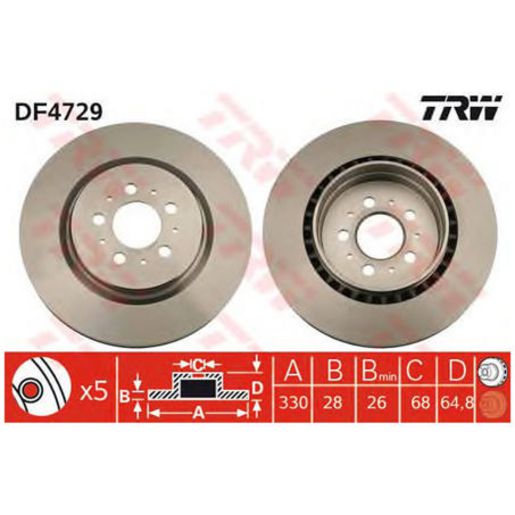 TRW Brake Rotor Single Rear DF4729S