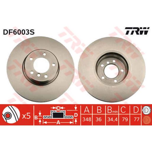 TRW Brake Rotor Front DF6003S