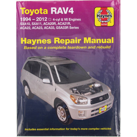 Haynes Repair Manual Suits Toyota Rav4 94-12 92782