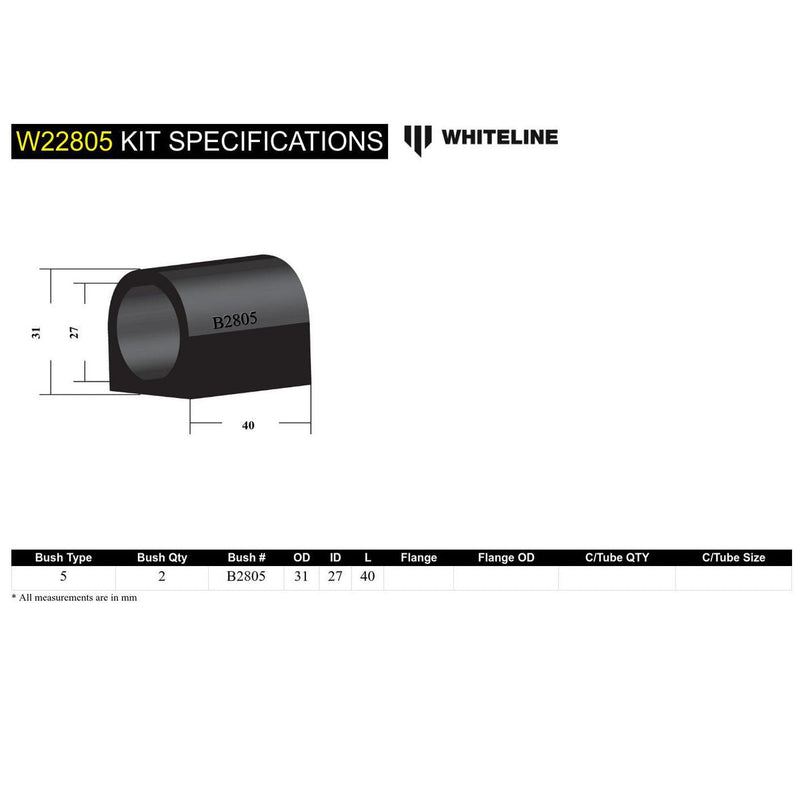 Whiteline W22805 Sway Bar Mount Bushing