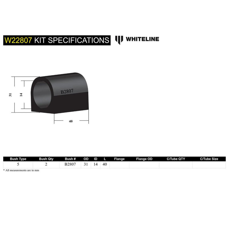 Whiteline W22807 Sway Bar Mount Bushing