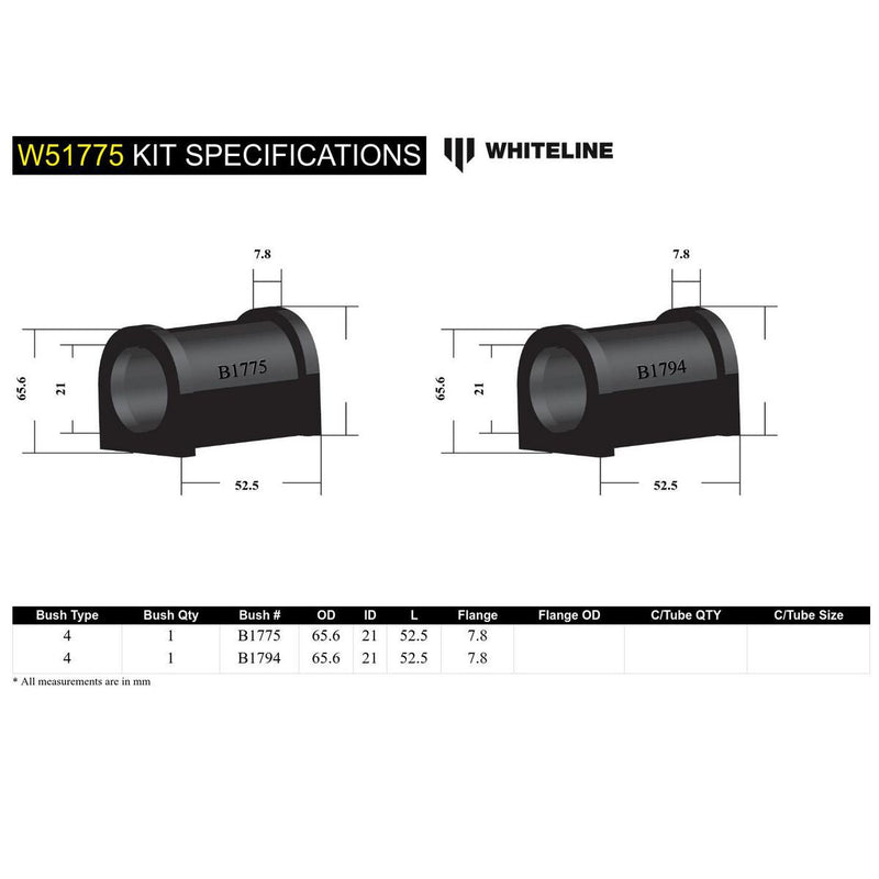 Whiteline W51775 Control Arm Lower Inner Rear Bushing