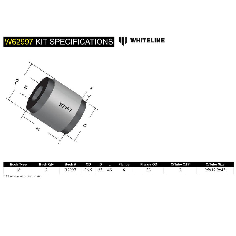 Whiteline W62997 Control Arm Lower Front Inner Bushing