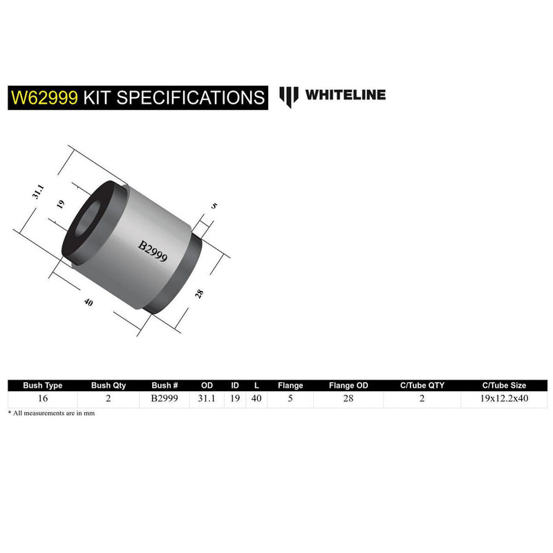 Whiteline W62999 Control Arm Lower Front Outer Bushing