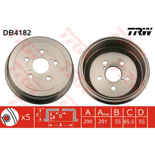 TRW Drum Brake Single 201mm DB4182