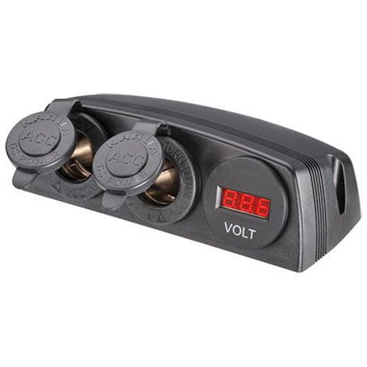 Narva Twin Surface Mount Socket Accessory/Volt Meter
