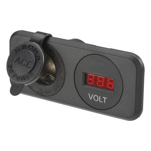 Narva HD Accessory Socket & Volt Meter 81145BL