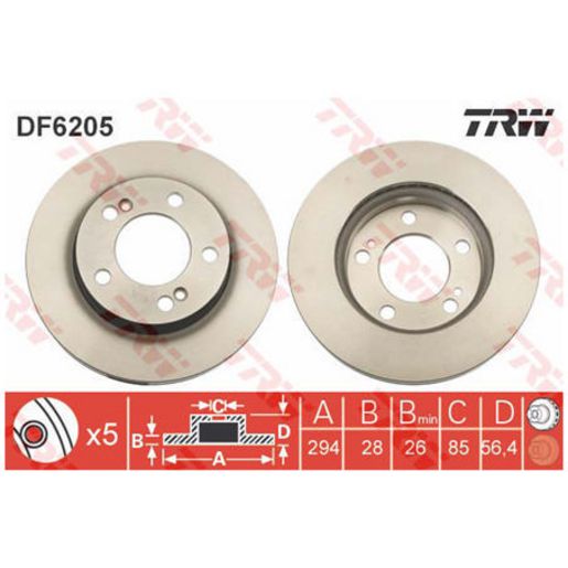 TRW Disc Brake Rotor 294mm DF6205S
