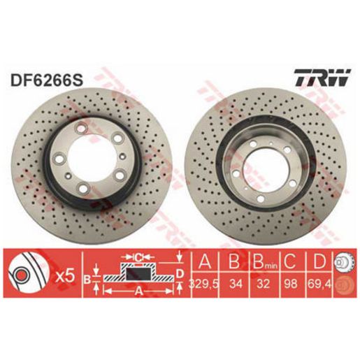 TRW Brake Rotor Front RH DF6266S