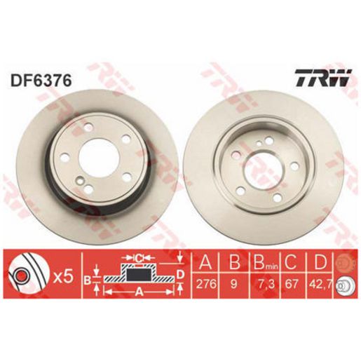 TRW Disc Brake Rotor 276mm DF6376S