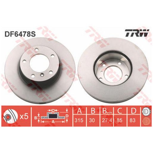 TRW Brake Rotor 315mm Front DF6478S