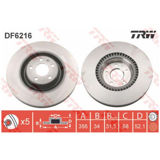 TRW Disc Brake Rotor 356Mm DF6216S