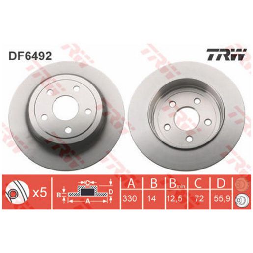 TRW Disc Brake Rotor 330mm DF6492S