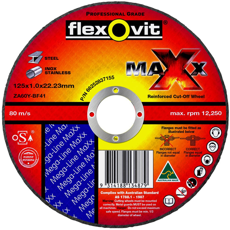 Flexovit Cut Off Disc S/S 125X1X22.2Mm 66252837155
