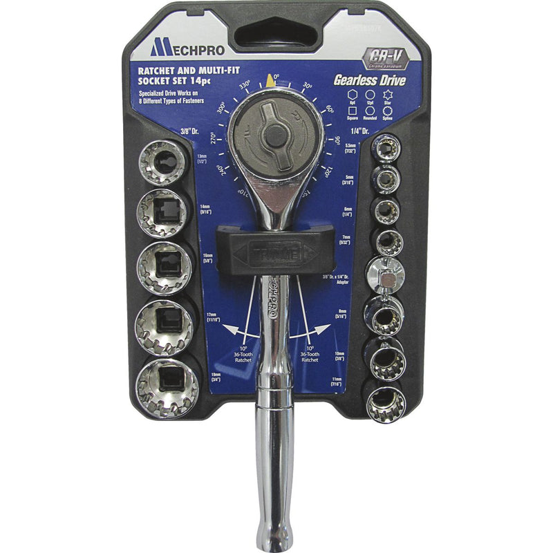 Mechpro Ratchet & Multi-Fit Socket Set 24pc
