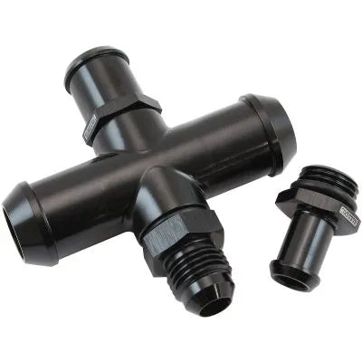 Aeroflow AF64-4044BLK Billet Heater Hose X-Piece (Falcon