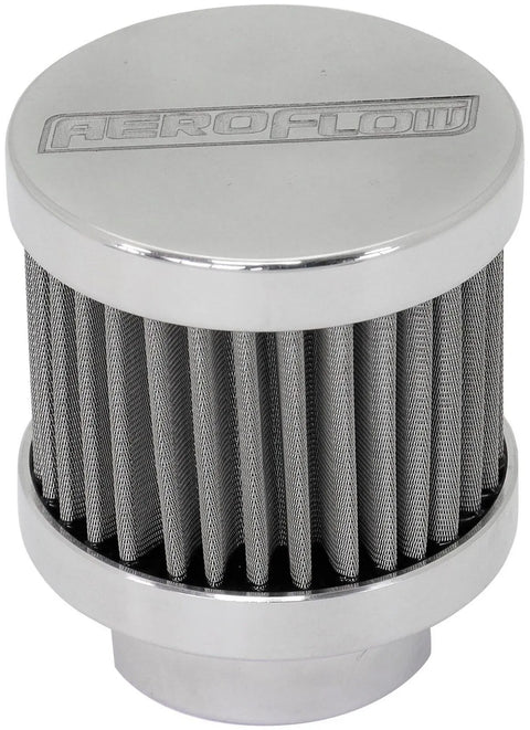 Aeroflow AF77-2004-XPX Stainless Steel Small Billet Breather with -10AN Female Thread