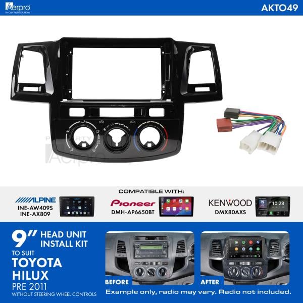 Aerpro 9 Inch Install Kit To Suit Toyota Hilux Pre 2011