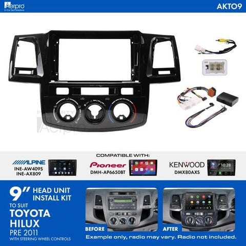 Aerpro 9 Inch Install Kit To Suit Toyota Hilux Pre 2011