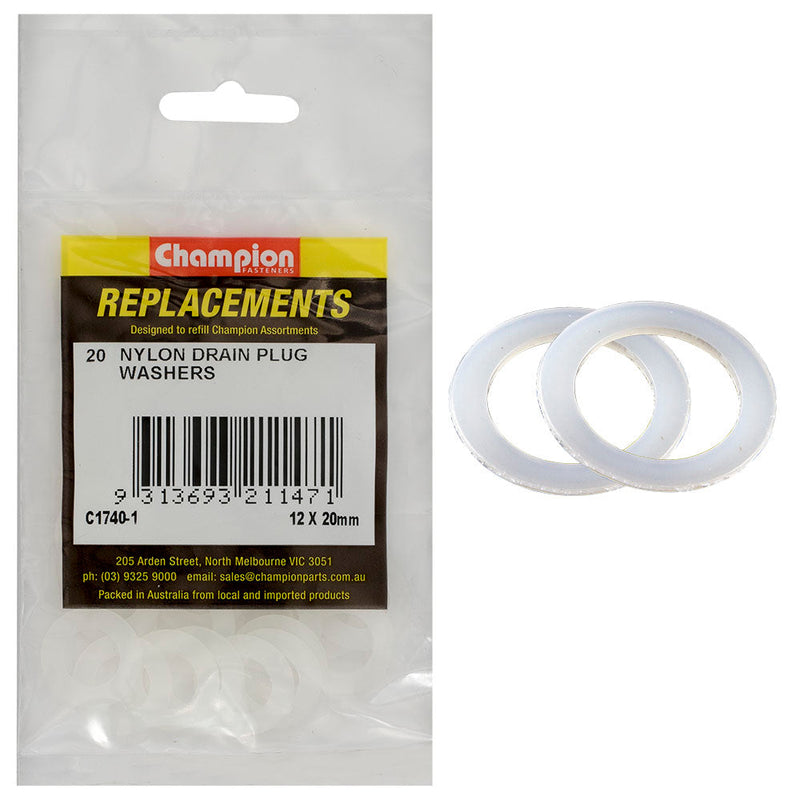 Champion Fasteners Washer Flat Nylon 12mm X 22mm X 1/32In